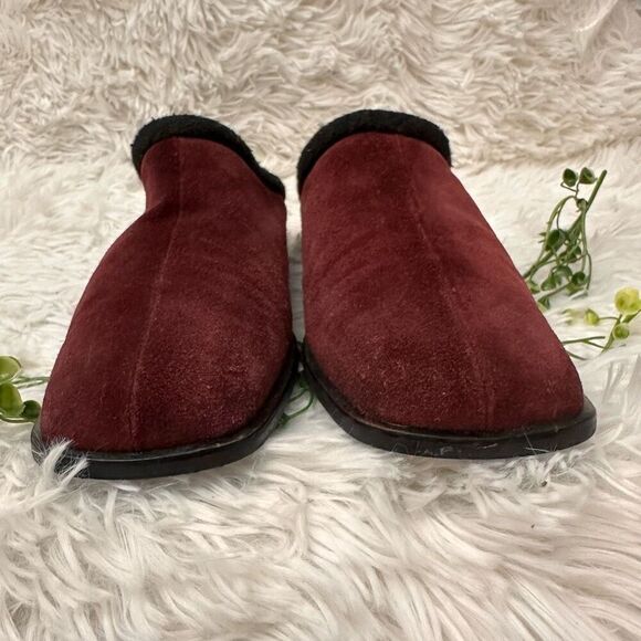 Bally Made in Italy Baleares Maroon Suede Slip‎ On Square Toe Mules  size 7M - Picture 6 of 10